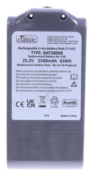 25,2V-2500MAH BAT58008 ACCU ALTERNATIEF VOOR DYSON V10