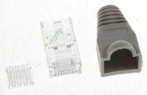 TVAC40890 RJ45-STEKER 8P8C CAT5 ONAFGESCHERMD,  MET TULE GRIJS