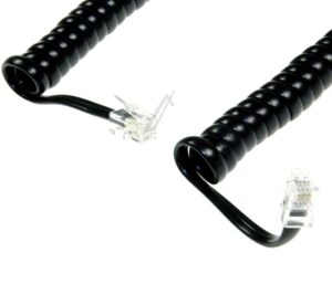 TELEFOONSNOER RJ10, 4P/ 4C,  2,0MTR. ZWART,  SPIRAAL