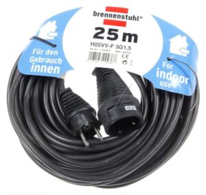 1165480 ELEKTRO-VERLENGKABEL 3X1,5MM². H05VV-F ZWART,  L: 25 METER