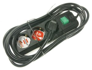 ECO-LINE 1152300400 TAFELCONTACTDOOS    SCHAKELAAR 3-VOUDIG ZWART,  SNOER 3MTR.