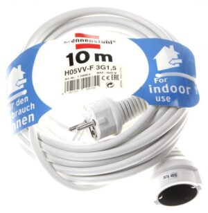 1168460 ELEKTRO-VERLENGKABEL 3X1,5MM². H05VV-F WIT,  L: 10 METER