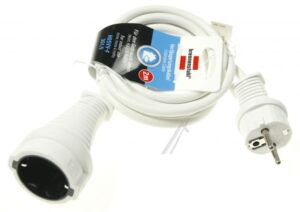 1168120015 GEAARDE VERLENGKABEL 3X1,5MM². H05VV-F3G WIT,  L: 2,0MTR.