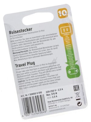 1508500010 REISSTEKKER USA => EURO MET 2,5A ZEKERING