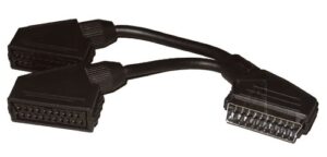 SCART-ADAPTER 2X SCART-CONTRA NAAR 1 X SCART-STEKER,  L:20CM.