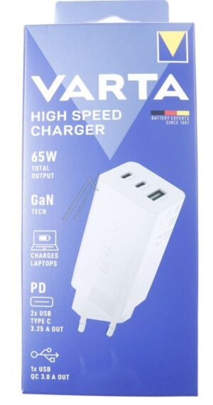 57956 101 401 GAN LADER 65W 2X USB-C,  1X USB-A,  PD,  QC
