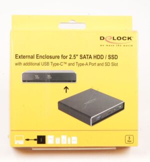 42618 EXTERNES GEHÄUSE FÜR 2.5" SATA HDD /  SSD MIT ZUSÄTZLICHEM USB TYPE-C™ UND TYP-A PORT UND SD SLOT