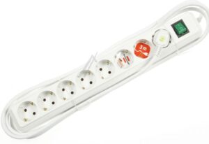 ECO-LINE 1159320018 TAFELCONTACTDOOS MET SCHAKELAAR 8-VOUDIG WIT 3M
