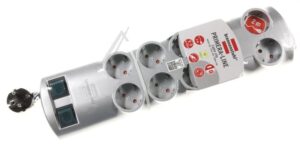 PRIMERA-LINE 1153390120 TAFELCONTACTDOOS 10-VOUDIG RANDAARDE ZILVER 2,0M    SCHAKELAAR