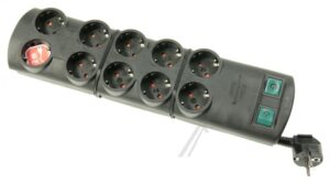 PRIMERA-LINE 1153300120 TAFELCONTACTDOOS 10-VOUDIG RANDAARDE ZWART 2,0M    SCHAKELAAR