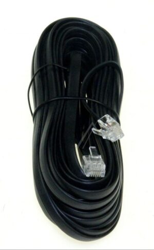 TELEFOONSNOER RJ12, 6P/ 6C,  10MTR. ZWART,  1:1