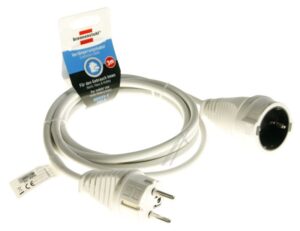 1168430 GEAARDE VERLENGKABEL 3X1,5MM². H05VV-F3G WIT,  L: 3,0MTR.