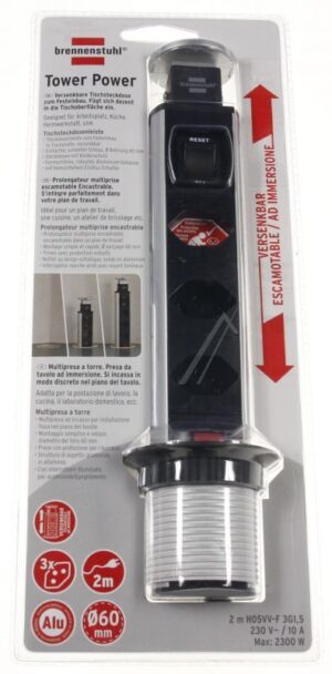 1396202003 TOWER POWER TISCHSTECKDOSENLEISTE 3-FACH 2M *CH*