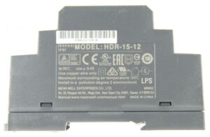 12V DC 1,25A 15W HDR-15-12 AC/ DC DIN RAILVOEDING 230VAC /  12VDC-1,25A 15W.